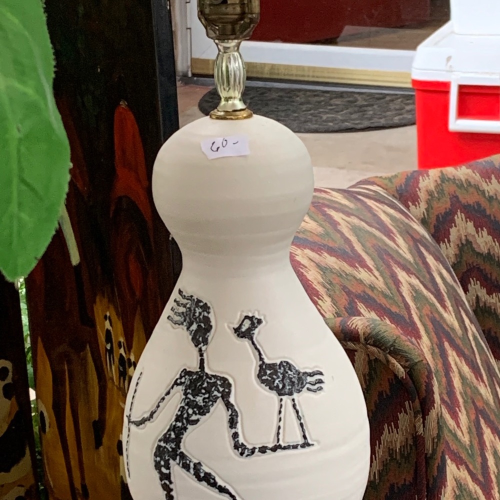 Ceramic African Art Lamp with African Art image.